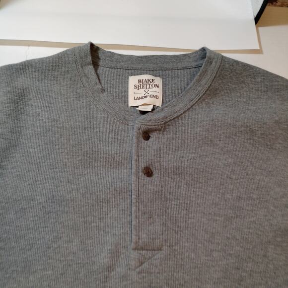 Blake Shelton x Lands End Collection Grey Cotten Blend Thermal Large - Picture 2 of 6